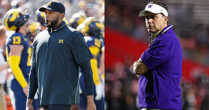 Michigan HC Sherrone Moore and Washington HC Jedd Fisch