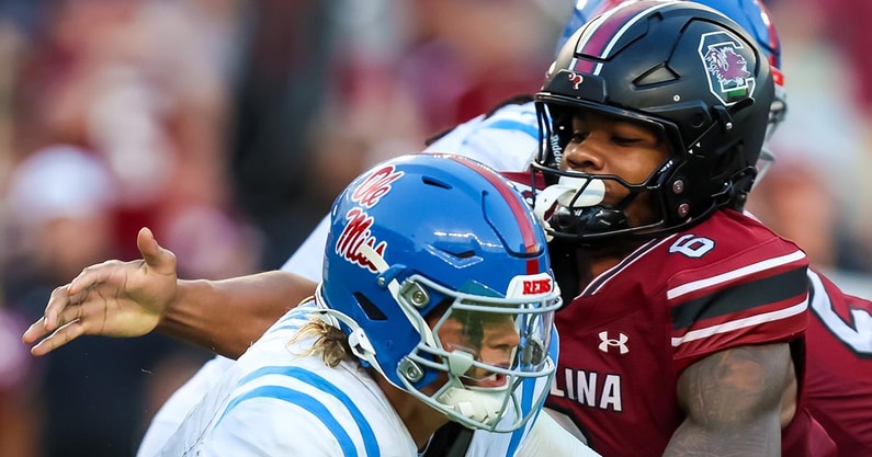 South Carolina EDGE Dylan Stewart sacks Ole Miss QB Jaxson Dart