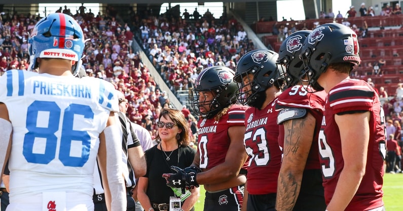 South Carolina football captains line up before the Ole Miss game (Photo: Katie Dugan | GamecockCentral.com)