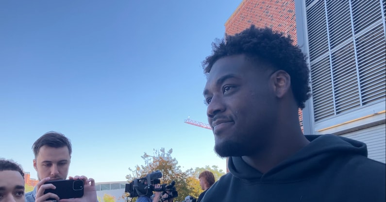 Iowa defensive end Deontae Craig meets with the media. (Photo by Kyle Huesmann)
