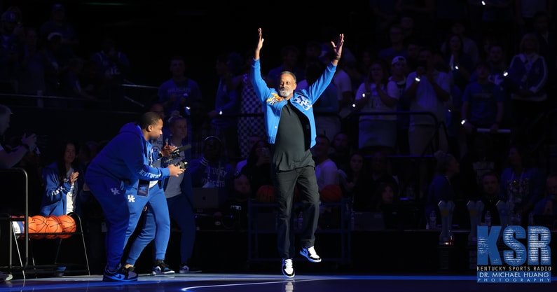 Kentucky Women's Basketball coach Kenny Brooks is introduced at Big Blue Madness - Dr. Michael Huang, Kentucky Sports Radio