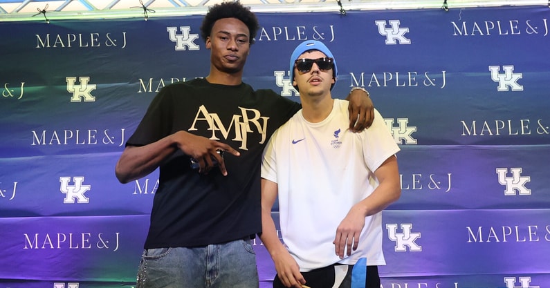 Kentucky wing Jaxson Robinson and guard Kerr Kriisa at Big Blue Madness - Dr. Michael Huang, Kentucky Sports Radio