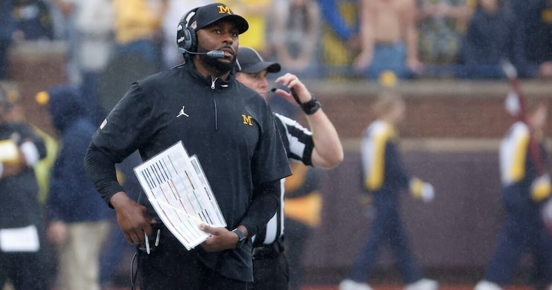 Michigan Wolverines head coach Sherrone Moore has Michigan at 5-5-4.. Mandatory Credit: Rick Osentoski-Imagn Images
