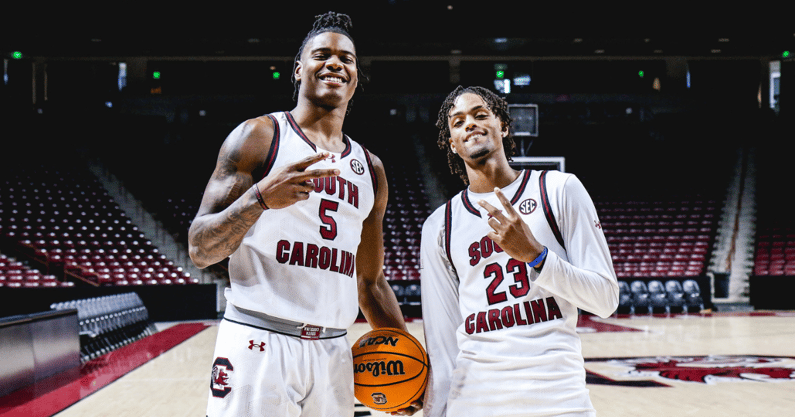 South Carolina basketball forward Nick Pringle and guard Cam Scott (Katie Dugan/GamecockCentral)