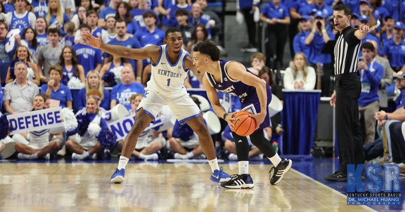 Kentucky guard Lamont Butler guards a player during an exhibition game - Dr. Michael Huang, Kentucky Sports Radio