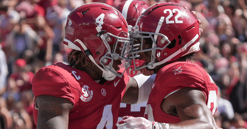 Alabama QB Jalen Milroe and RB Justice Haynes