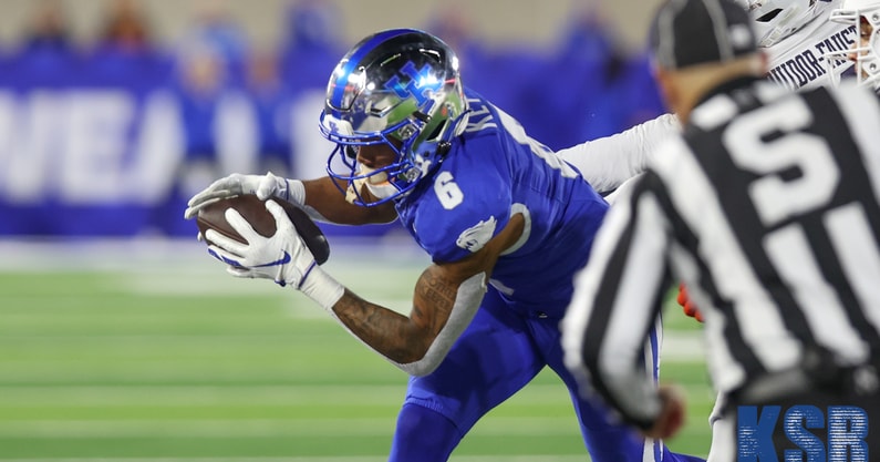 Dane Key running after the catch against Auburn defender - Dr. Michael Huang, Kentucky Sports Radio