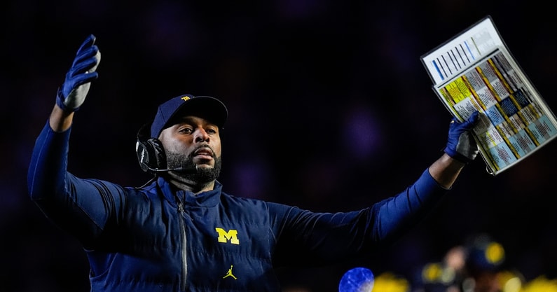 Michigan Wolverines football head coach Sherrone Moore has his team at 5-5 (Photo by Junfu Han / USA TODAY NETWORK via Imagn Images)