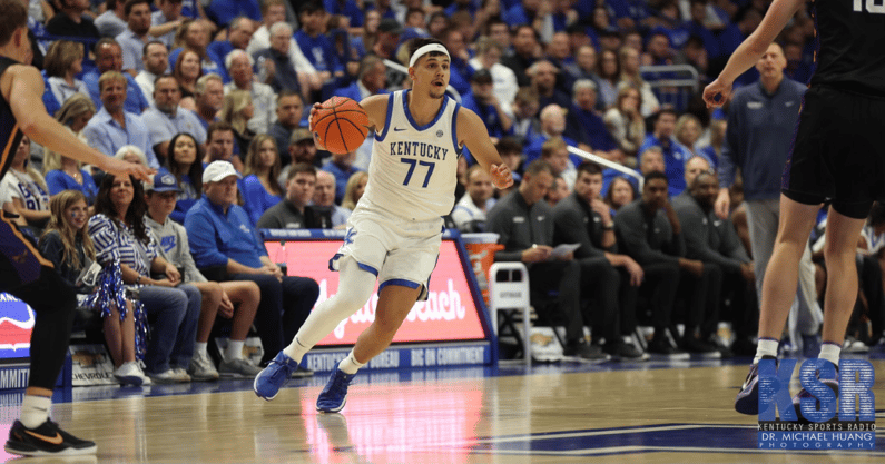 Kerr Kriisa with the ball against Minnesota State - Dr. Michael Huang, Kentucky Sports Radio