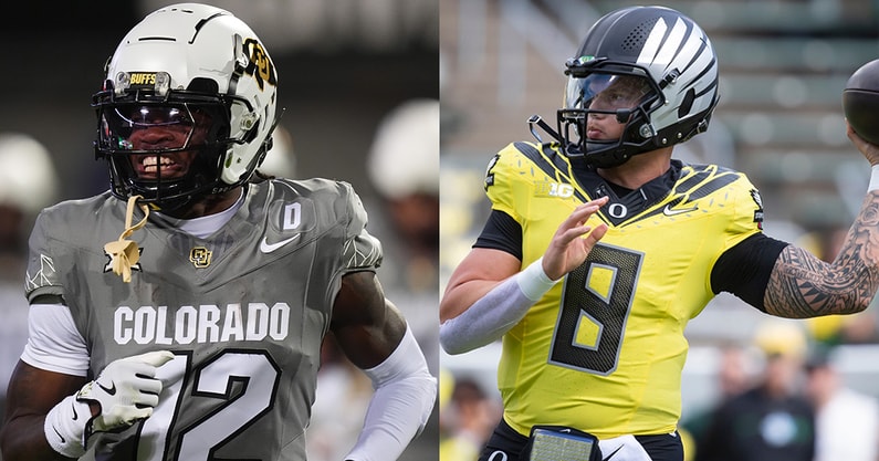 Colorado CB/WR Travis Hunter and Oregon QB Dillon Gabriel