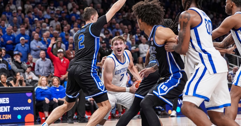 Kentucky F Andrew Carr against the Duke Blue Devils, via Dale Zanine, Imagn Images