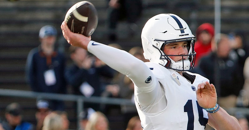 Penn State Nittany Lions quarterback Drew Allar (15) throws the ball Saturday, Nov. 16, 2024, ahead of the NCAA football game against the Purdue Boilermakers at Ross-Ade Stadium in West Lafayette, Ind. (Alex Martin/Journal and Courier / USA TODAY NETWORK via Imagn Images)