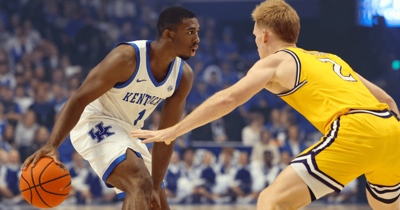 Lamont Butler against a Lipscomb defender - Dr. Michael Huang, Kentucky Sports Radio