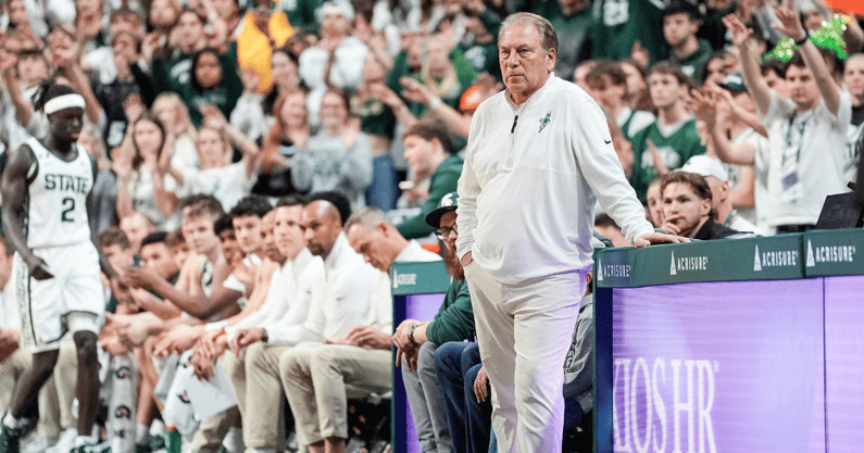 Michigan State Spartans head coach Tom Izzo watches a play against Bowling Green Falcons during the first half at Breslin Center. - Junfu Han, USA TODAY Sports