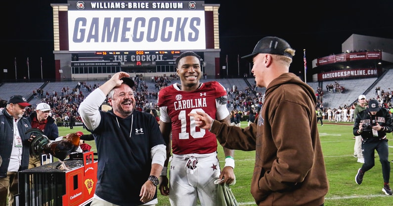 Dowell Loggains, LaNorris Sellers, and Spencer Rattler 11-23-24
