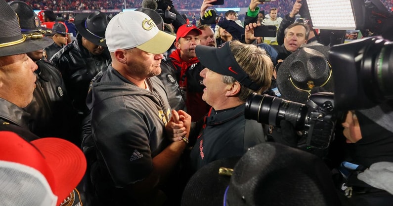 Georgia Tech HC Brent Key, Georgia HC Kirby Smart