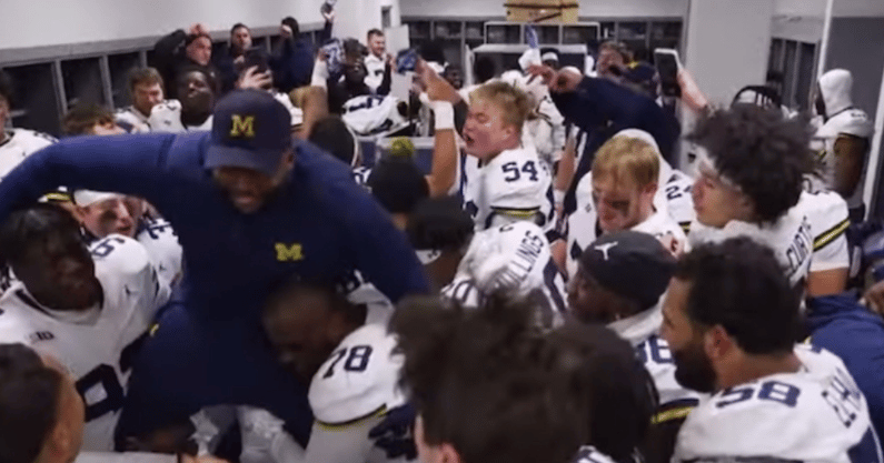 Sherrone Moore Michigan locker room celebration Ohio State 2024