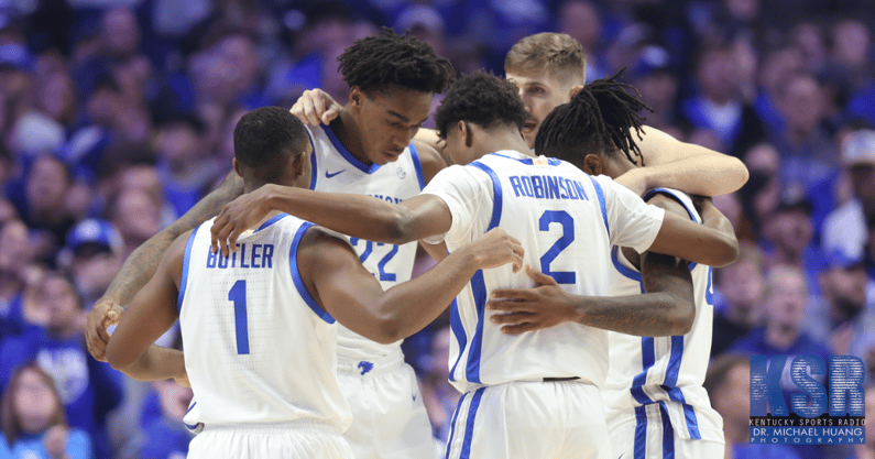 Kentucky's starters huddle during a game - Dr. Michael Huang, Kentucky Sports Radio