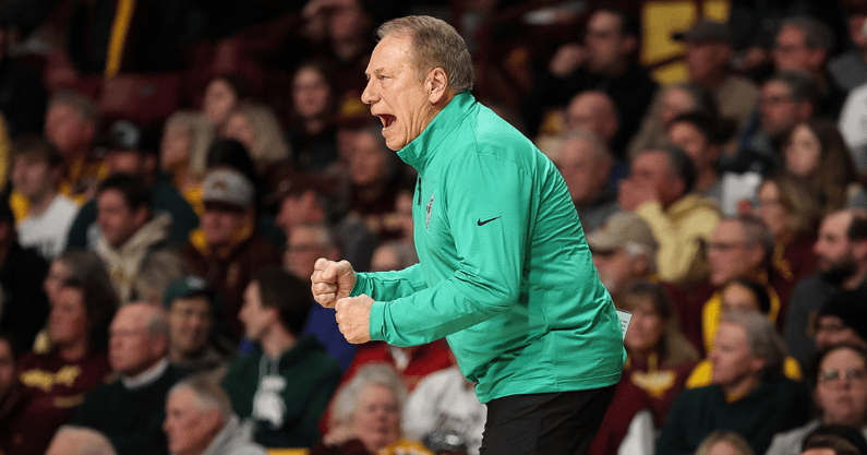 Michigan State Spartans head coach Tom Izzo reacts during the first half against the Minnesota Golden Gophers at Williams Arena. - Matt Krohn, USA TODAY Sports