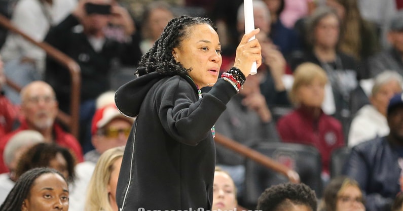 South Carolina women's basketball coach Dawn Staley during the USF game on Dec. 15, 2024 (C.J. Driggers | GamecockCentral.com)