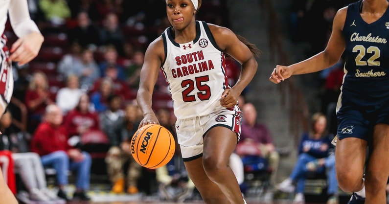 South Carolina women's basketball player Raven Johnson vs. Charleston Southern on Dec. 19, 2024 (Katie Dugan | GamecockCentral.com)