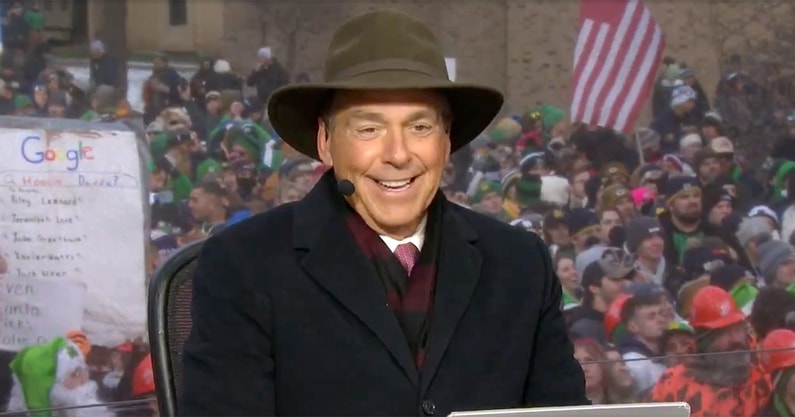 Nick Saban's hat on College GameDay