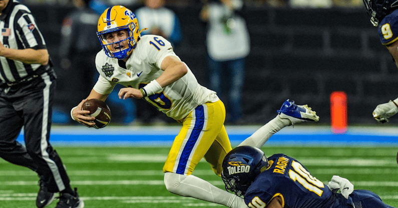 Toledo sacks Pitt QB David Lynch in the GameAbove Sports Bowl, via Kimberly P. Mitchell : USA TODAY NETWORK via Imagn Images