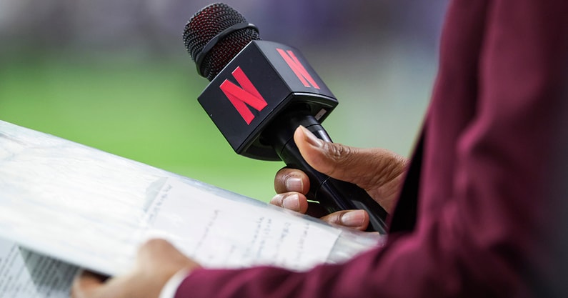 Netflix logo on a microphone during its NFL Christmas doubleheader