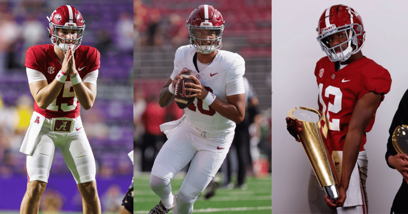 Alabama QBs Ty Simpson, Austin Mack and Keelon Russell