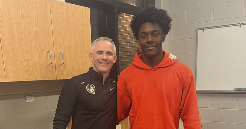 Trenton Henderson with Florida State Head Coach Mike Norvell (Trenton Henderson on X)