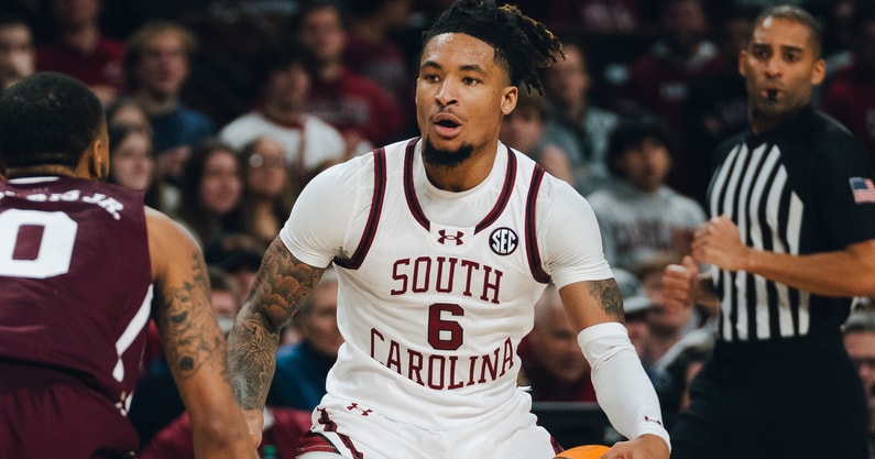 South Carolina men's basketball player Jamarii Thomas vs. Mississippi State on Jan. 24, 2025 (Jackson Randall | GamecockCentral.com)