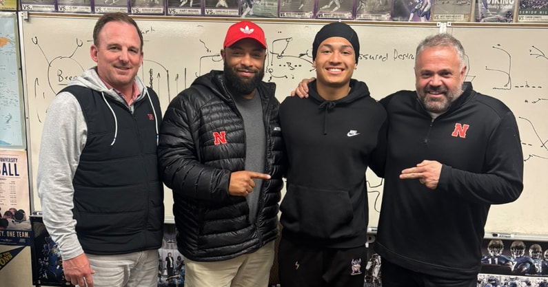 2026 RB Brian Bonner with Nebraska head coach Matt Rhule