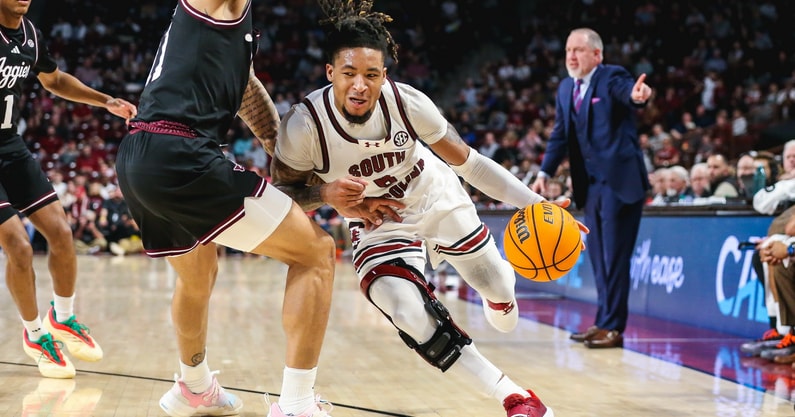 South Carolina men's basketball guard Jamarii Thomas during the Texas A&M Aggies game on Feb. 1, 2025 (Katie Dugan | GamecockCentral)