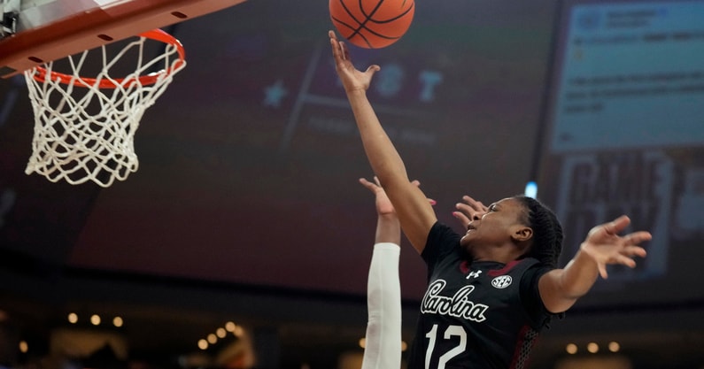 South Carolina Gamecocks guard MiLaysia Fulwiley (12) lays in a basket during the second half against the Texas Longhorns at Moody Center. Mandatory Credit: Scott Wachter-Imagn Images