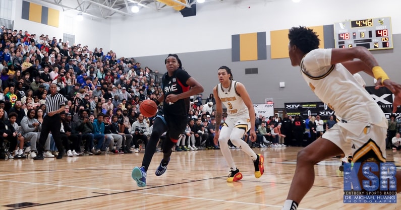 RWE's Jasper Johnson drives against Huntington Prep - Dr. Michael Huang, Kentucky Sports Radio