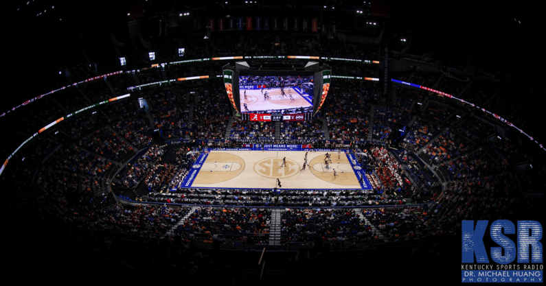 Overhead view of Bridgestone Arena in Nashville at the SEC Tournament - Photo by Dr. Michael Huang, Kentucky Sports Radio