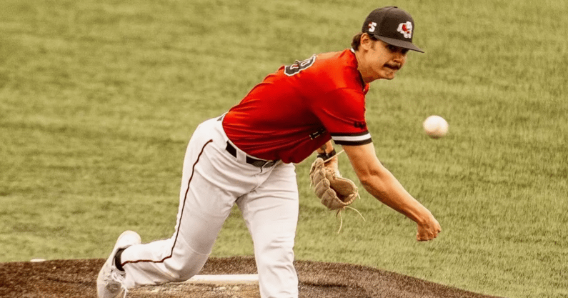 Gardner-Webb Runnin' Bulldogs pitcher Jace Pressley last weekend. GW plays South Carolina baseball this weekend. Photo credit: Gardner-Webb Athletics | gwusports.com
