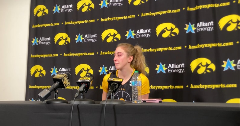 Iowa guard Lucy Olsen met with the media on Thursday. (Photo by Kyle Huesmann)