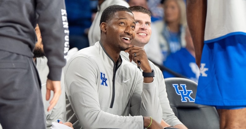 Kentucky Wildcats Assistant Coach Mikhail McLean during the Kentucky Blue-White preseason event on Friday, Oct. 18, 2024 at the Memorial Coliseum. © Clare Grant/Courier Journal / USA TODAY NETWORK via Imagn Images