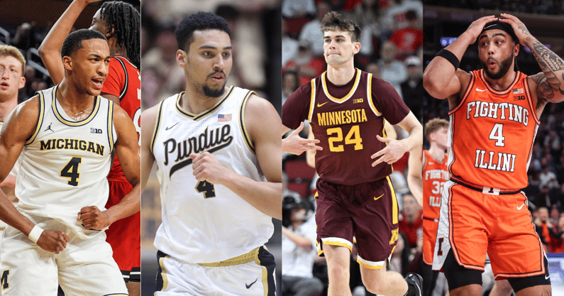 Michigan Wolverines basketball guard Nimari Burnett, Purdue forward Trey Kaufman-Renn, Minnesota shooter Brennan Rigsby and Illinois guard Kylan Boswell. (Photos by USA TODAY Sports Images)