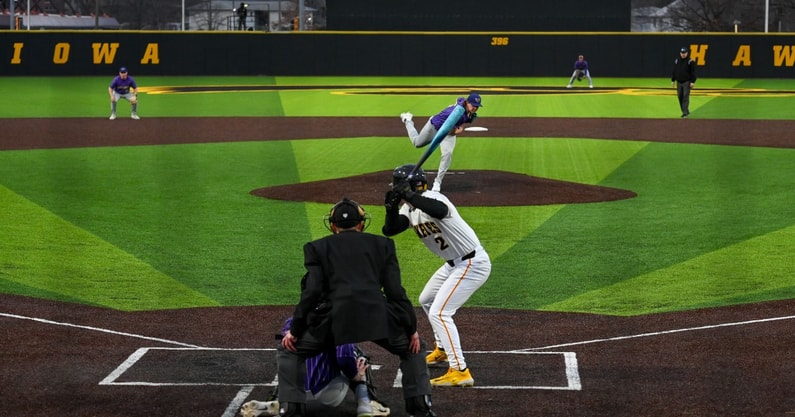 Iowa Baseball defeated Loras College on Monday evening at Duane Banks Field. (Photo by Dennis Scheidt)