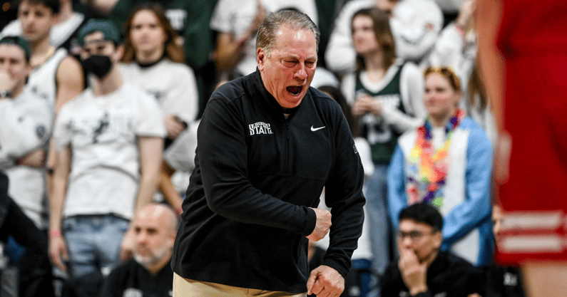 Michigan State's head coach Tom Izzo reacts to the officials during the first half against Wisconsin on Sunday, March 2, 2025, at the Breslin Center in East Lansing - Nick King, USA TODAY Sports