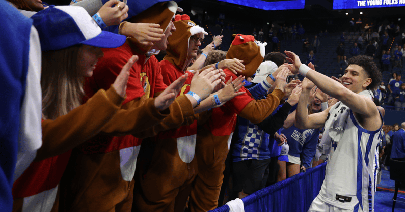 Koby Brea greets Kentucky fans after the win over LSU - Dr. Michael Huang, Kentucky Sports Radio