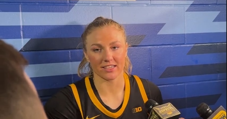 Iowa forward Syd Affolter spoke with the media after the loss to Ohio State. (Photo by Dennis Scheidt)