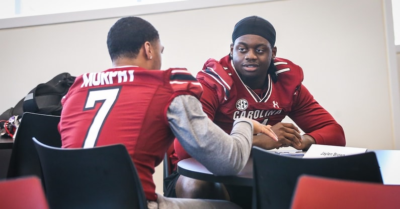 South Carolina football transfers Shawn Murphy and Jaylen Brown (Photo: Katie Dugan | GamecockCentral.com)