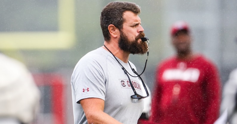 South Carolina strength and conditioning coach Luke Day during practice (Photo: Katie Dugan | GamecockCentral.com)