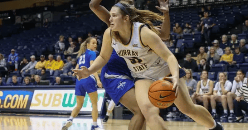 Murray State forward Katelyn Young drives to the basket against Indiana State.