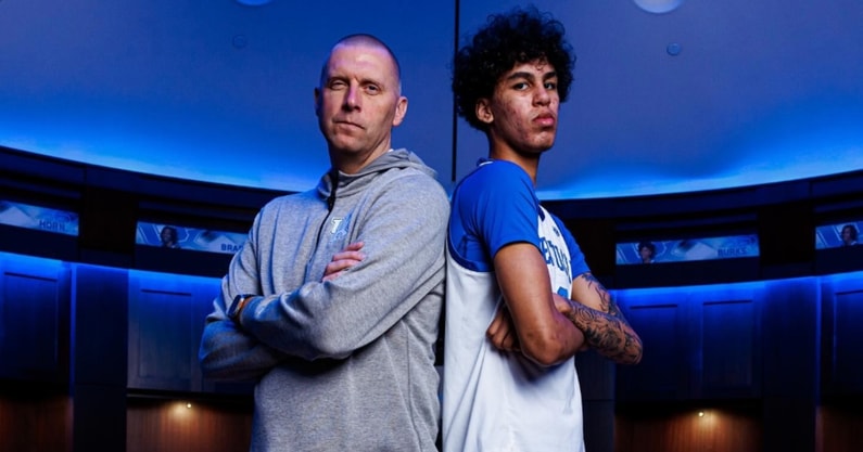 Kentucky coach Mark Pope and 5-star SF Will Riley on his official visit - Photo by UK Athletics via willyjball7/IG