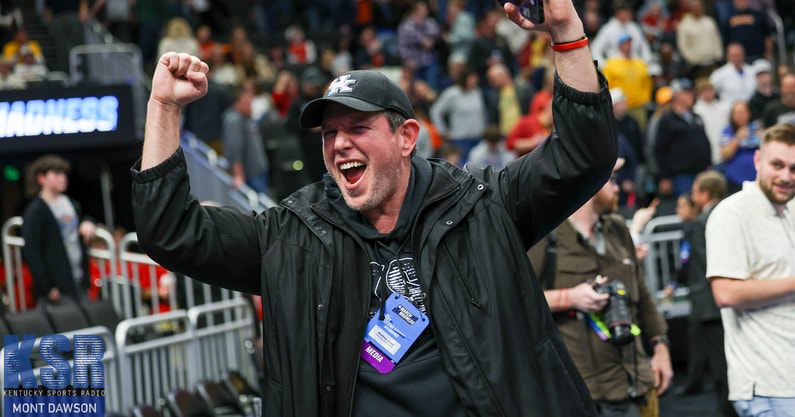 Matt Jones celebrates Kentucky's win over Illinois in the NCAA Tournament - Mont Dawson, Kentucky Sports Radio