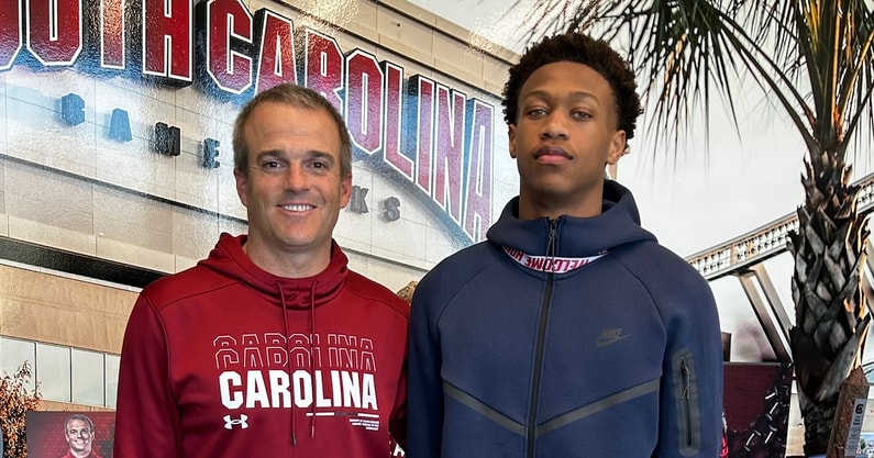 Khary Adams pictured with South Carolina head coach Shane Beamer (Photo: Khary Adams | X)